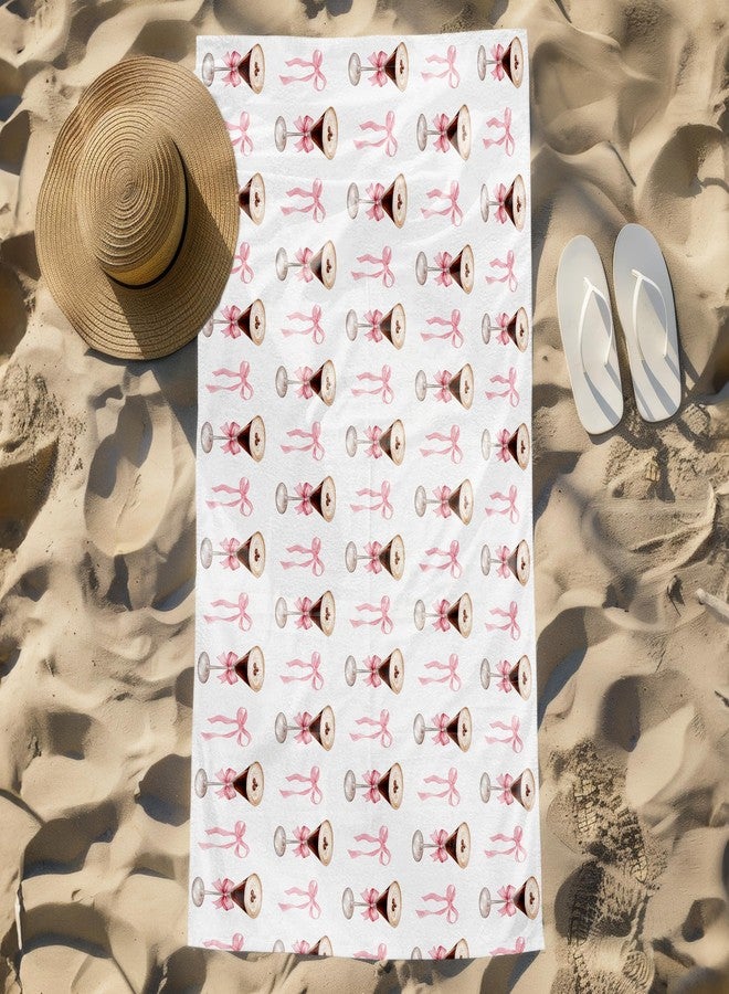 FIicy Pink Bow Espresso Martini Beach Towel, Espresso Martini Gifts for Women Girls Pool Towels, Pink Preppy Coquette Bow Large Beach Bath Travel Towels for Bathroom Swimming Camping, 30x60in - Image 2